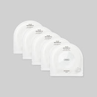Load image into Gallery viewer, A studio shot of a 5-pack of Calm Movements Eye & Cheek Masks included in the Balanced Skin Set. The image shows five individual white sachets fanned out, each containing hydrogel patches designed to soothe and hydrate the under-eye and cheek areas.
