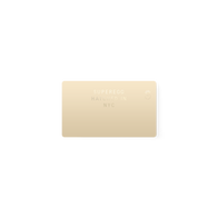 Load image into Gallery viewer, A single, elegant gold Digital Gift Card centered on a transparent background. The card features the Superegg logo and the text "Hatched in NYC," offering a flexible way to share clean, vegan beauty rituals and skin wellness.