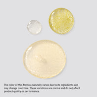 Load image into Gallery viewer, Three circular clear resin drops of different sizes on a light gray background, with one drop showing a yellow glittery texture and two clear/transparent drops. Text below states that the color of the formula naturally varies due to ingredients and may change over time.