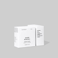 Load image into Gallery viewer, A studio shot showing the front and side of the Sound Renewal Serum Cream outer packaging. The white minimalist boxes list key ingredients such as Panthenol, EGCG, Peptides, and Hyaluronic Acid, reflecting the clean and sophisticated design of this vegan moisturizer.